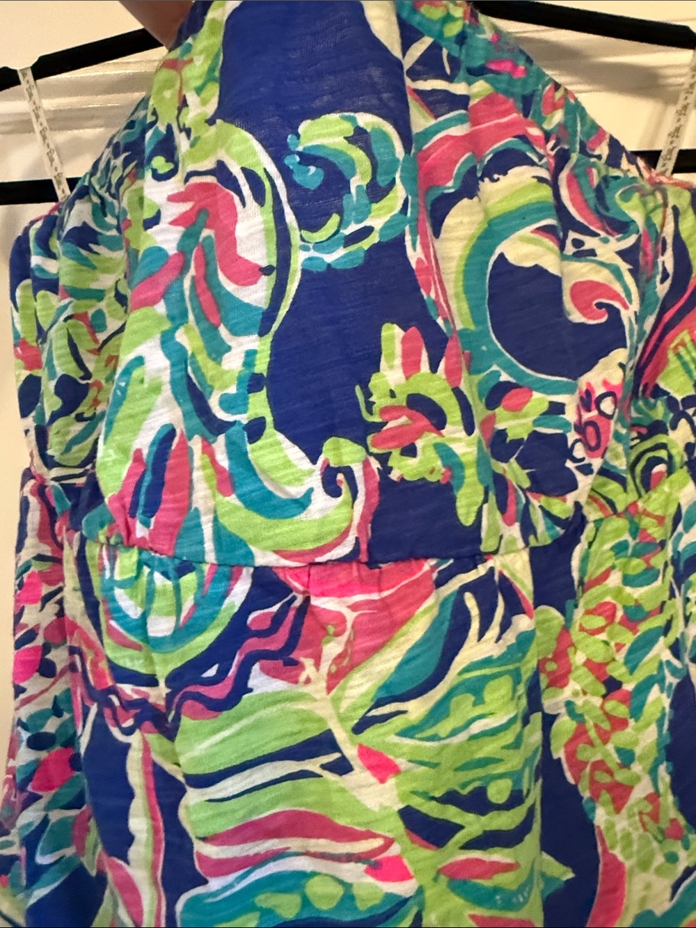 Lilly Pulitzer Blue Floral-Print Strapless Tank Top size large - Picture 3 of 6